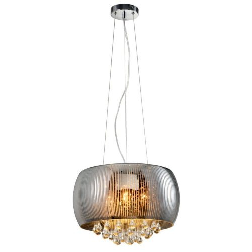 REALITY Aggio Pendant lamp,chromeCrystal hangings6*G9 33W bulb incl.glass shade Dia.38cm H20cm total H:120cm - REAL-330004-06