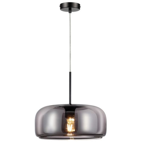 REALITY Jamilla ChandelierE27X1 MAX40WIron+glassD33CM canopy and cup black - REAL-334401-02