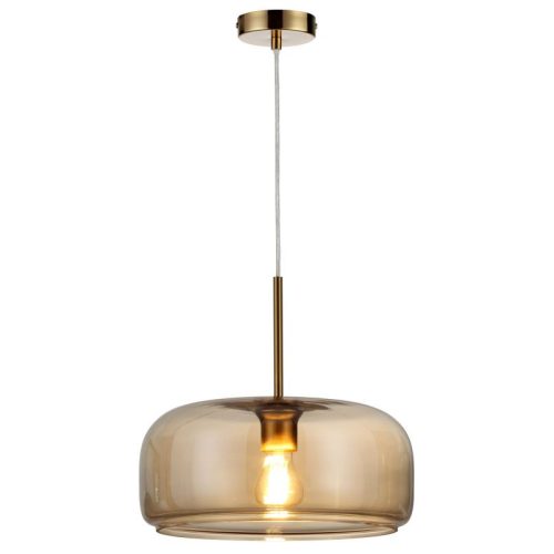 REALITY Jamilla ChandelierE27X1 MAX40WIron+glassD33CM canopy and cup gold mat - REAL-334401-22