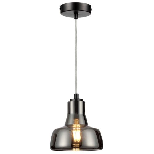 REALITY Haga ChandelierE27X1 MAX40WIron+glassD16.5CM cable black, canopy black - REAL-334701-02