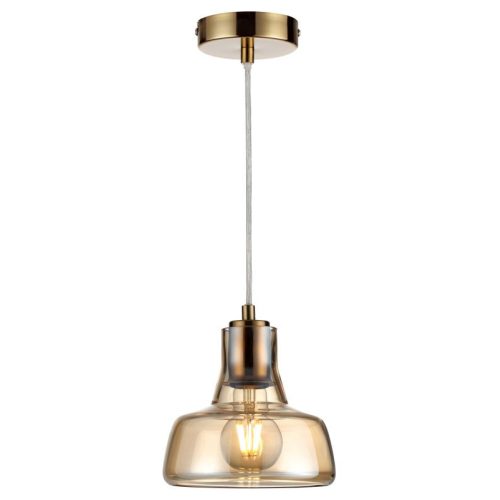 REALITY Haga ChandelierE27X1 MAX40WIron+glass amberD16.5CM canopy and cup gold mat - REAL-334701-22