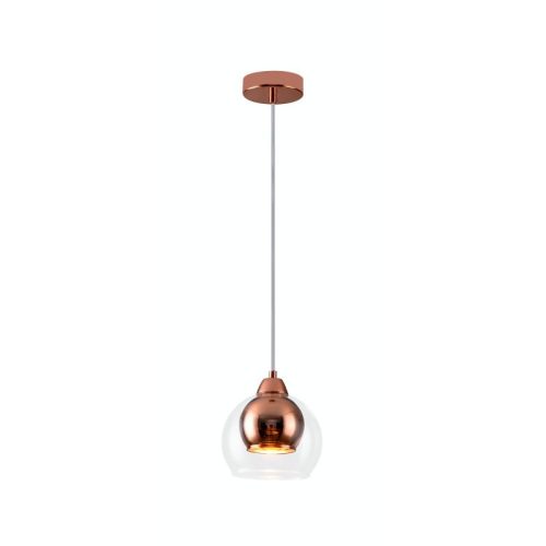 REALITY Clara 1lt Pendant lamp Rose gold Glass Shade color: clear + Rose gold Material: METAL + double Glass 1x E27 · max. 40W bulb not incl. Product dimensions:D:15cm, H:100cm Glass shade dimensi