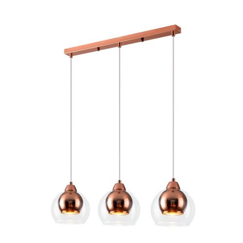 REALITY Clara 3lt Pendant lamp Rose gold Glass Shade color: clear + Rose gold Material: METAL + double Glass 4x E27 · max. 40W bulb not incl. Product dimensions:W:61cm,D:15cm, H:100cm Glass shade d