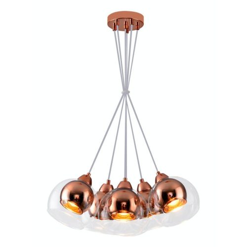 REALITY Clara 6lt Pendant lamp Rose gold Glass Shade color: clear + Rose gold Material: METAL + double Glass 6x E27 · max. 40W bulb not incl. Product dimensions:D:45cm, H:100cm Glass shade dimensi