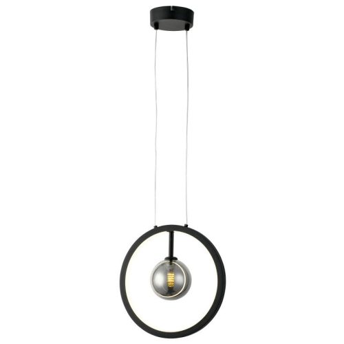 REALITY Omaha small size pendantsand black PVC+smokey glass LED 12W 4000K+1*G9 bulb not incl.size:W280*1200mm(glass Dia.100mm) - REAL-339501-30