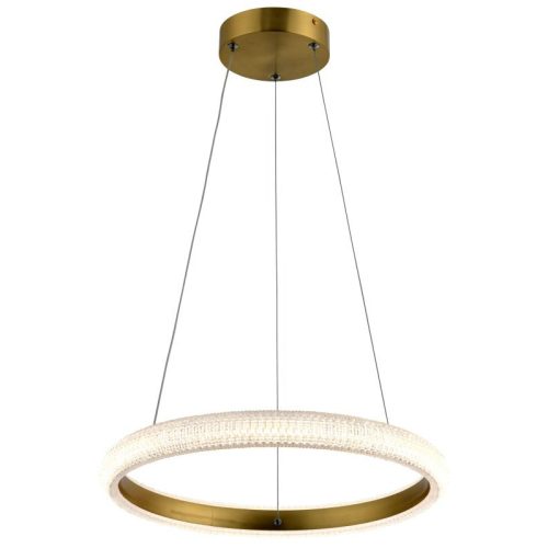 REALITY Vigo LED pendant lamp,alu. Galvanized goldfinishDia. 40cm with Auxerre clear diffusersLED 18W 4000Ktotal H120cm  - REAL-340301-32