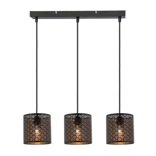 REALITY Tuluza 3lt pendant size:75*20*105cm fabric shade black with golden inside Dia.20*H20cm3*E27, max. 60W bulb not incl. - REAL-340503-02