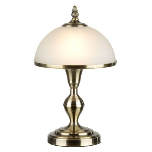 REALITY Lindgard  Table lamp,antique brassglass shade with antique brass metalring Dia:20cm H:10cm1*E14 Max 40W bulb excl.W:20cm H:32cm - REAL-508701-04