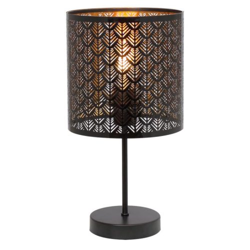 REALITY Tuluza 1lt table lamp with round base matt blacksize:Dia.16*H32cmfabric shade black with golden inside,Dia.16*14cm1*E14 max. 40W bulb not incl.