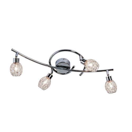 REALITY Mesh  4lt Spot lamp,chrome shade mesh Dia:8cm canopy Dia:8cm H:15cm L: 60cm 4*G9 33W,bulb incl. - REAL-609804-06