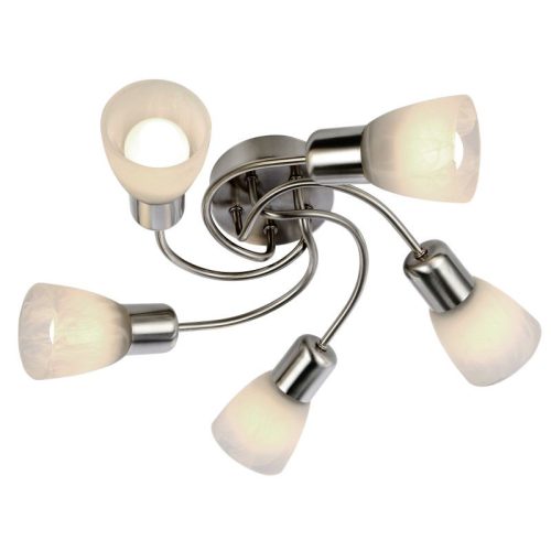 REALITY Gordon Ceiling lamp,Nickel matt with white alabaster glass5*E14,bulb excl. Dia.44cm H:16cm  - REAL-619005-07