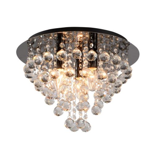 REALITY London crystal Ceiling lamp Round "LONDON"shiny black metal + clear Crystal+matt black backplate3x E14 · max. 40W bulb excl.Product dimensions:Width:38cm Height:26.5cm  - REAL-627703-29