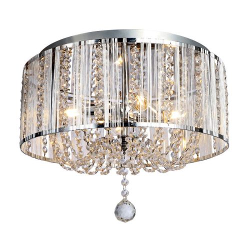 REALITY Evarton Ceiling lamp, chrome 4*E14 Max.40W bulb excl. Dia:40cm H:20cm Hangings crystal glass  - REAL-628004-06