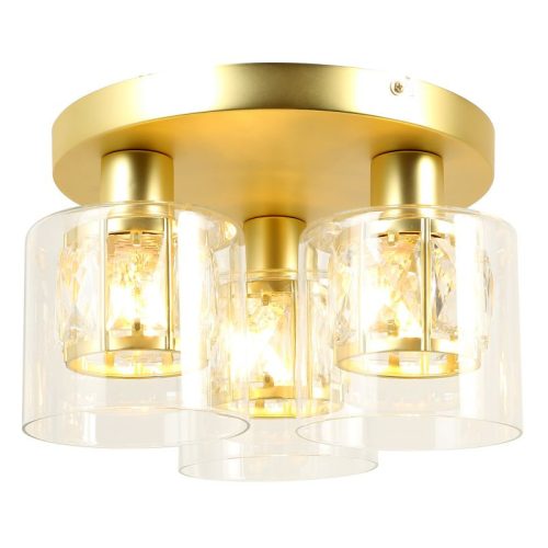 REALITY Elmo Ceiling lamp 3-ltmetal galvanized gold matt Crownie shade w D12*H11cm clear glass 3 x E14, max. 40W bulb not inclsize: D:25*H15.5 cm - REAL-638803-36