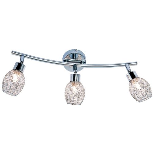 REALITY Mesh  3lt Spot lamp,chrome shade mesh Dia:8cm canopy Dia:8cm H:13cm L: 53cm 3*G9 33W,bulb incl. - REAL-809803-06