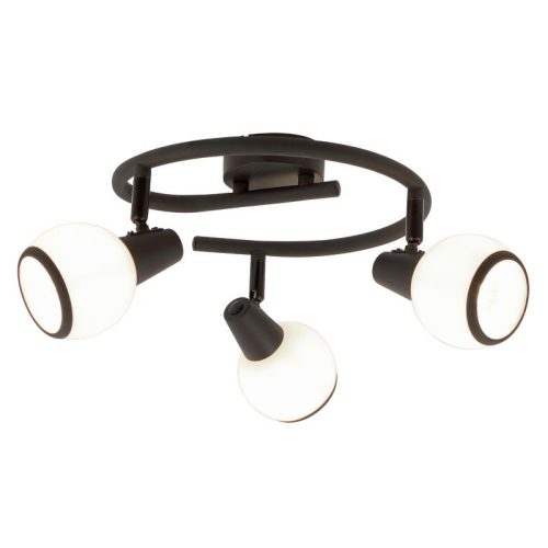 REALITY Loris  Spot lamp G shape,sand black/white glass Dia:8cmcanopy Dia:8cmTotal Dia.25cm H:14cm3*E14,Max.40W,bulb excl. - REAL-817433-30