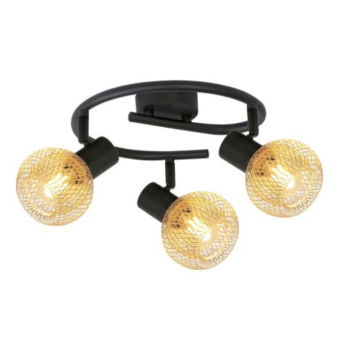 REALITY Loretto 3lt G shape spot black, Shade galvanized gold mattsize:∅460*165mmmetal shade:∅100*80mm3*E14 bulb not incl. - REAL-830733-30