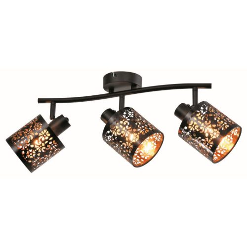 REALITY Kiga 3t spot,satin nickel+silver PS shade/black+black&gold PS shade(laser pattern) Dia.100*100mmlamp L:600mm3-E14 40W bulb not incl. - REAL-830803-02