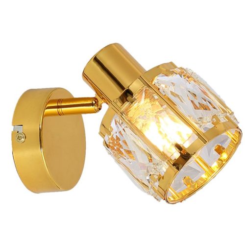 REALITY Crownie gold 1lt spot lamp, shiny gold1*E14,bulb excl.crystal shade Dia:9.6cm H:7cmcanopy Dia:9cm