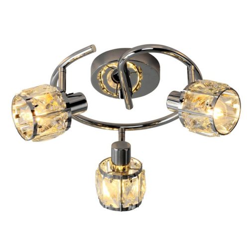 REALITY Crownie 3lt spot,satin nickelmetal+crystal230V 50Hz E14*3(w/o bulb)Dia.25cm canopy:D8cm - REAL-830933-06