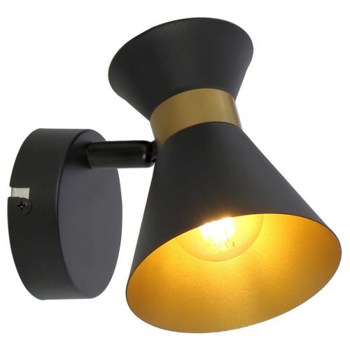 REALITY Breda 1lt spot1*E14 bulb not inclmetal shade matt black+golden insidesize:12*12*16cmcanopy:D8*H2.5cm,shade D10*H12cm - REAL-835701-02