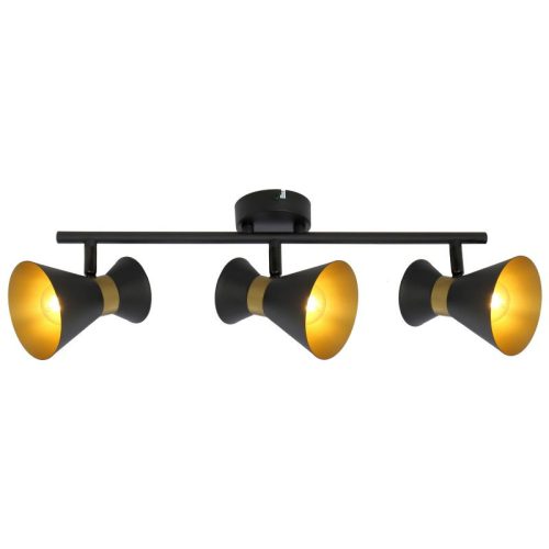 REALITY Breda 3lt spot3*E14 bulb not inclmetal shade matt black+golden insidesize:12*12*50cmcanopy:D8*H2.5cm,shade D10*H12cm - REAL-835703-02