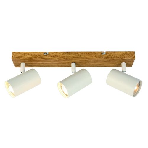 REALITY Quentin 3lt Spot Light-IP201.Voltage:230V ~ 50Hz2.Bulb:excl. 3x GU10 max. 35W3.Size:44*9*H16cm4.Color:sand white(incl.joint)+wooden finish5.Material:Metal - REAL-838503-37