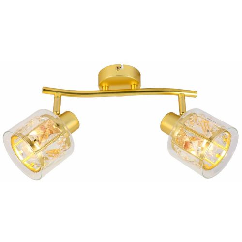 REALITY Elmo 2lt spot lamp,galvanized gold matt2*E14,bulb excl.crystal shade Dia:9.6cm H:7cm + glass shade transparent Dia.10cm H:8cmtube L:34.7cm canopy Dia:9cm - REAL-838802-36