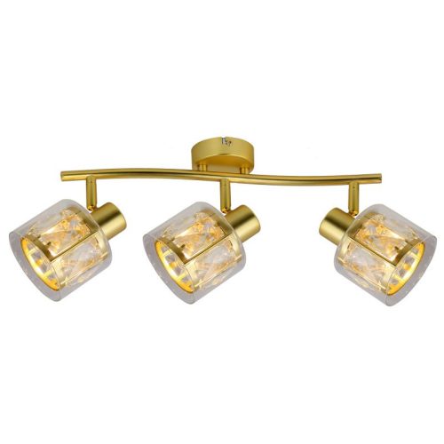 REALITY Elmo 3lt spot lamp, galvanized gold matt3*E14,bulb excl.crystal shade Dia:9.6cm H:7cm + glass shade transparent Dia.10cm H:8cmtube L:45cm canopy Dia:10cm - REAL-838803-36